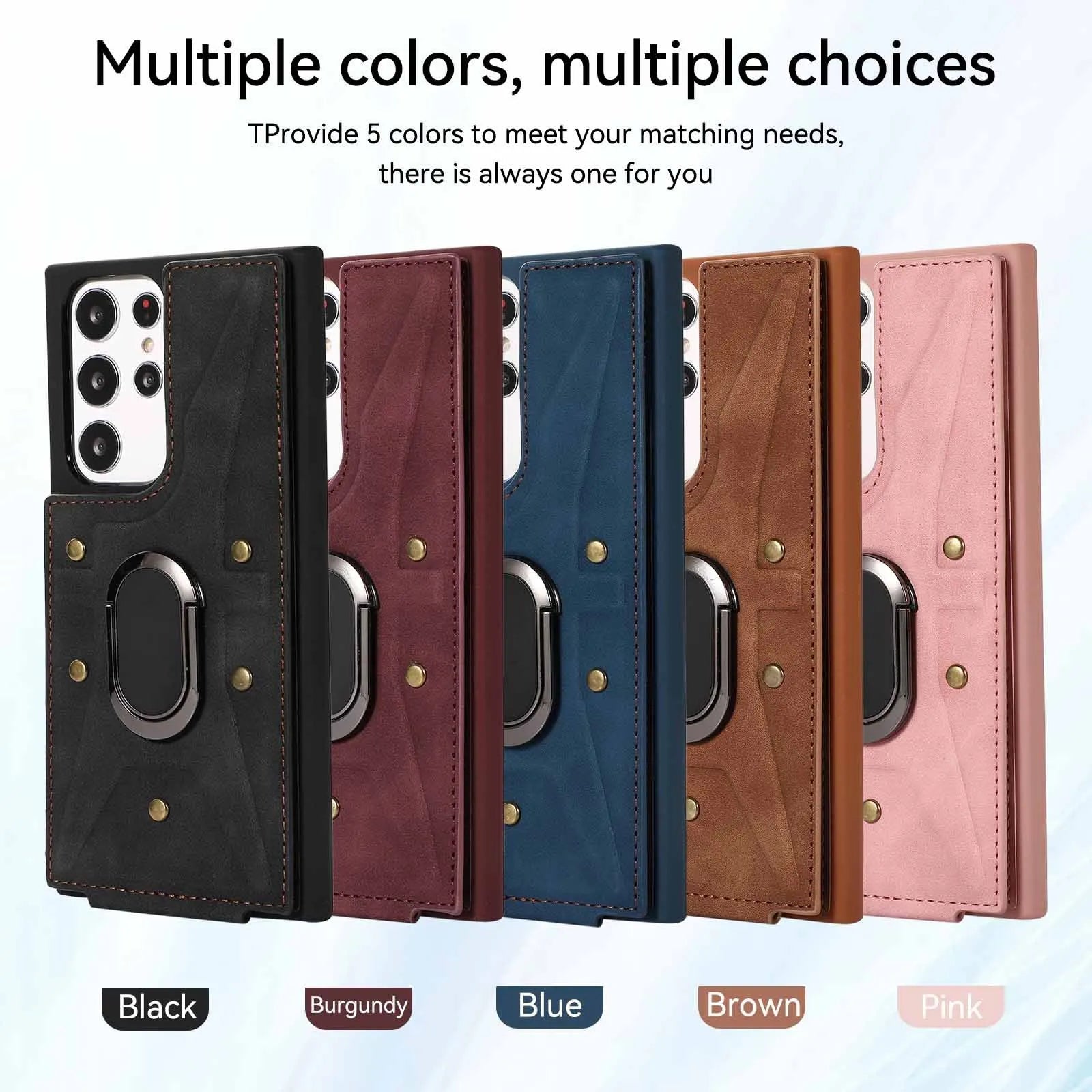 Finger Ring Buckle Multi Card Leather Case Phone Case - Bellarte Enchanté Finger Ring Buckle Multi Card Leather Case Phone Case